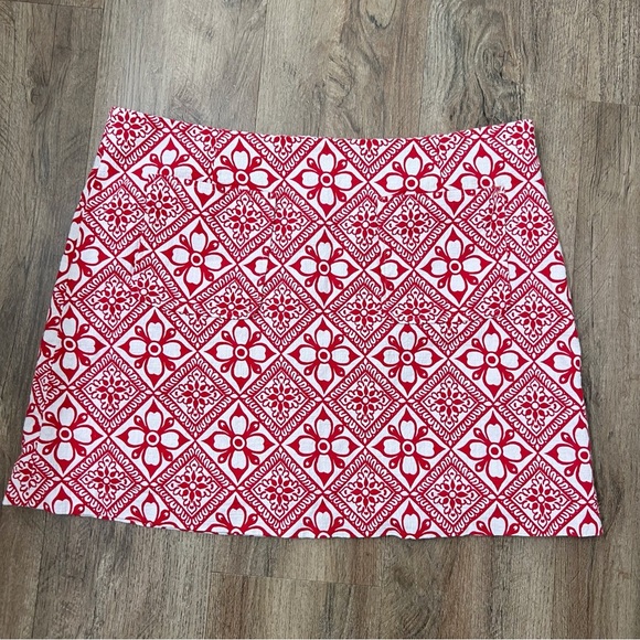 Boden Textured A-Line Mini in Poinsettia, Block Pome - Picture 5 of 12